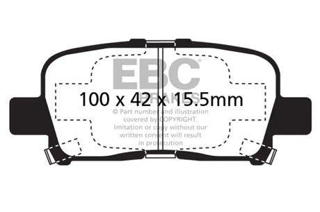Brake pad with dimensions for EBC Ultimax2 Rear Brake Pads for Acura MDX 3.5