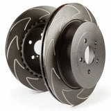 Two slotted Ford F-150 Lightning BSD front rotors improve braking performance