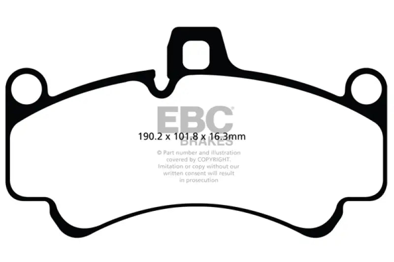 Brake pads for Porsche 911 Twin Turbo GT2, 190.2 x 101.8 x 16.3mm size