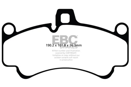 Brake pads for Porsche 911 Twin Turbo GT2, 190.2 x 101.8 x 16.3mm size