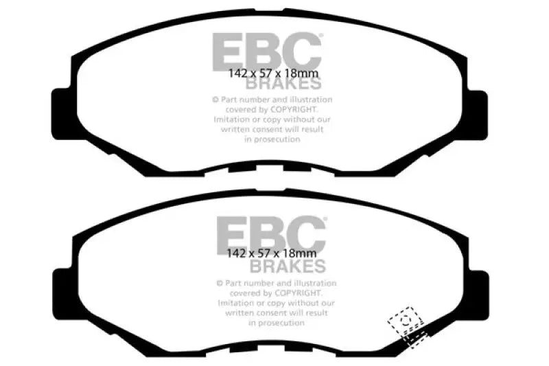 Two brake pads from EBC Greenstuff Honda CR-V with thermic black coating