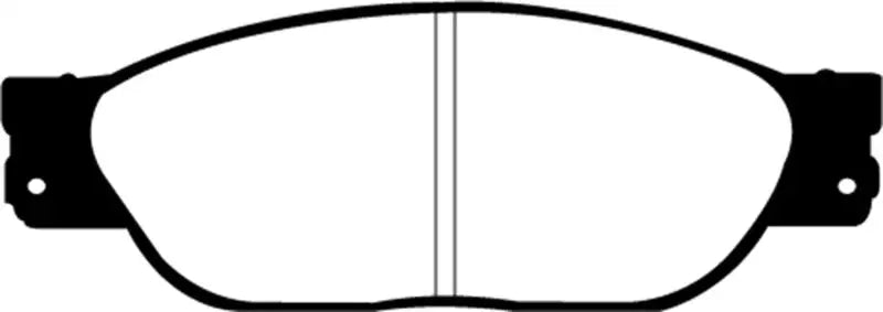 Black and white diagram of Jaguar XJ8 brake pads with wear groove and mounting tabs