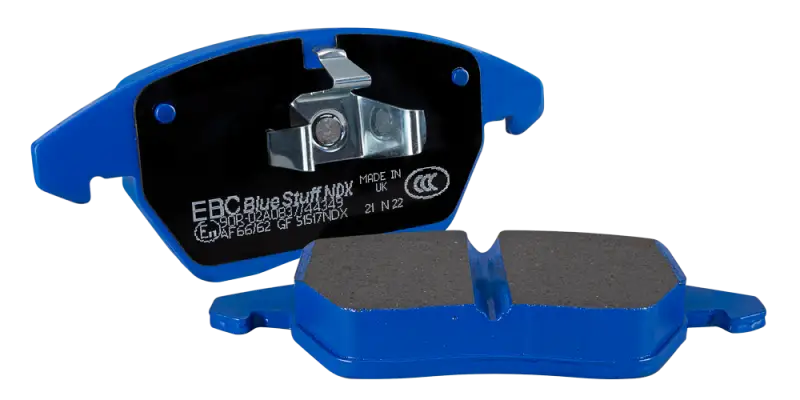 Blue EBC Bluestuff NDX rear brake pads with hardware for Morgan Aero 8 4.4L