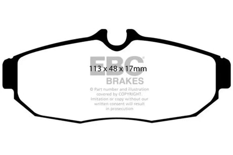 Brake pad outline for EBC Redstuff Rear Brake Pads on Ford Mustang 4.0