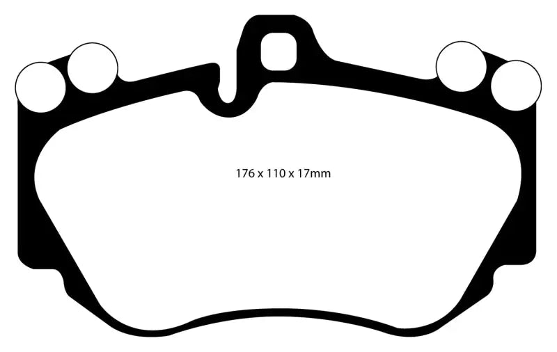 Brake pad outline with dimensions for Lamborghini Murcielago iron rotors front pads