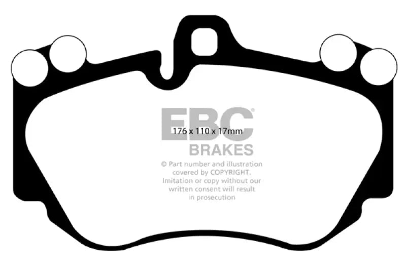 Brake pads outline for Lamborghini Murcielago with iron rotors and Redstuff front pads