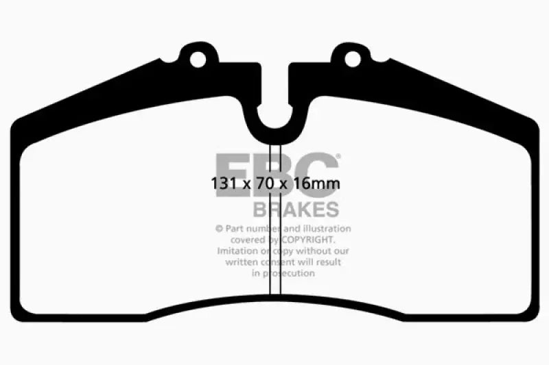Black and white diagram of Ford Saleen Mustang brake pads with dimensions 131x70x16mm