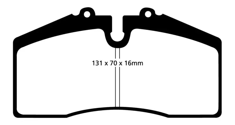 Black and white diagram of Ford Saleen Mustang brake pads 131x70x16mm