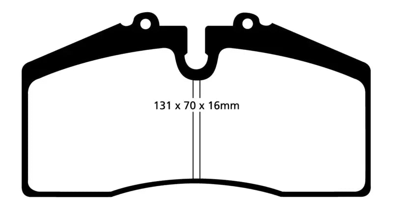 Diagram of EBC 05+ Ford Saleen Mustang Brembo front brake pads 131x70x16mm