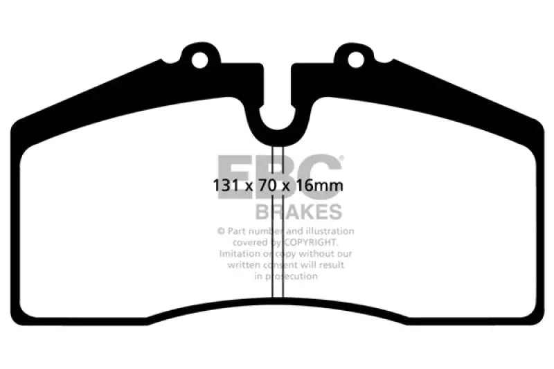 Black and white diagram of Ford Saleen Mustang brake pads 131x70x16mm for Brembo calipers