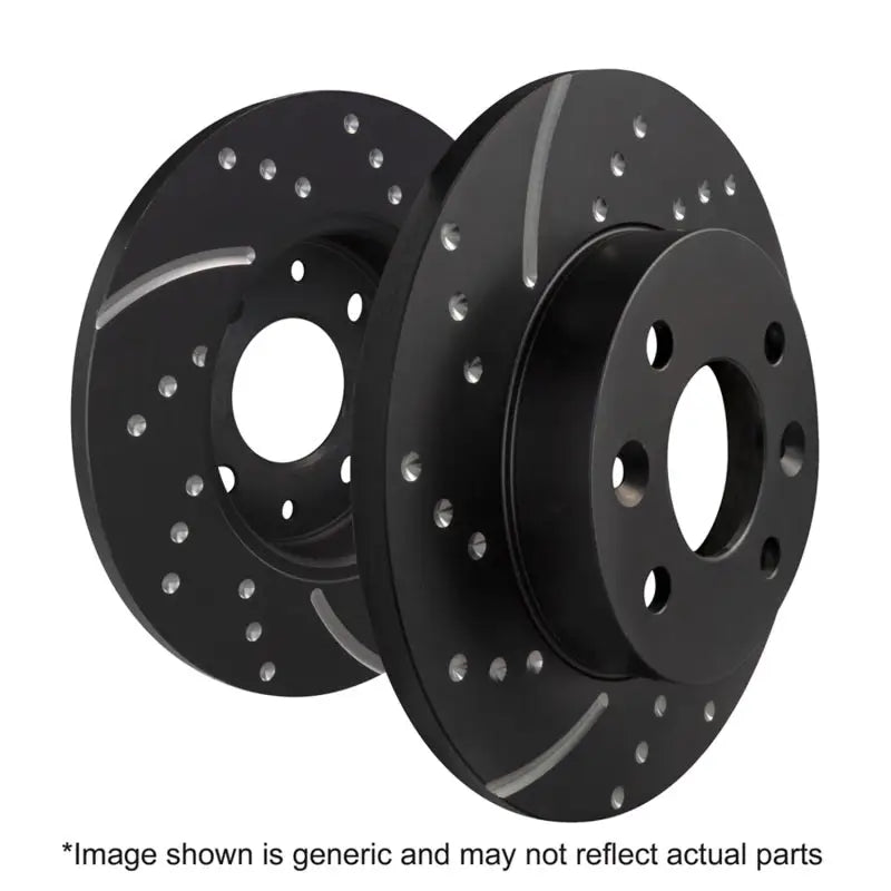 Black slotted and drilled sport rear rotors for Subaru Legacy 2.5 GD Sport Rear Rotors