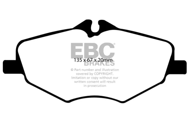 Black-outlined white brake pads with thermic black coating for Mercedes-Benz E320 front brake pads