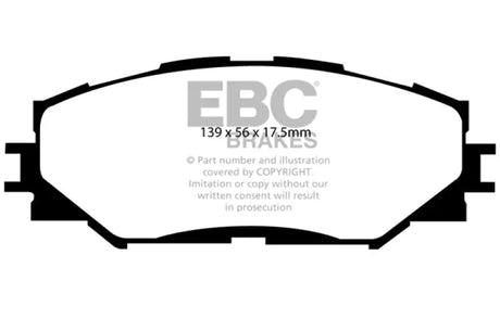 Brake pad outline for Lexus HS250h 2.4 Hybrid Greenstuff front brake pads