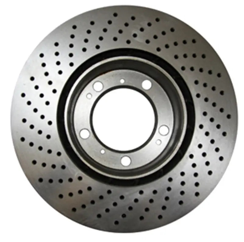Perforated metal brake rotor with thermic black coating for Grand Sport premium rear rotors