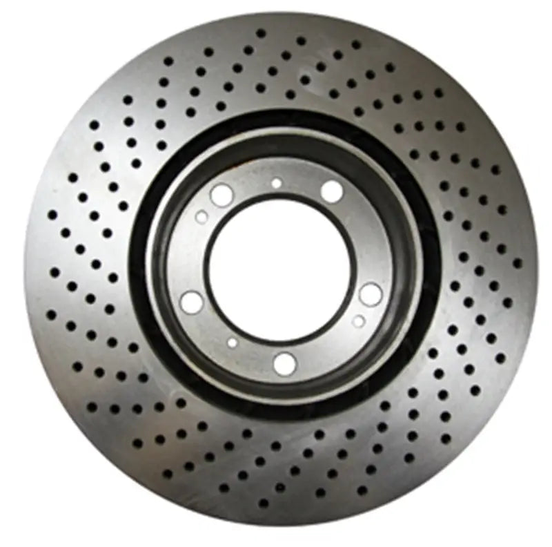 Perforated brake rotor from EBC Grand Sport Premium Rear Rotors with thermic black coating