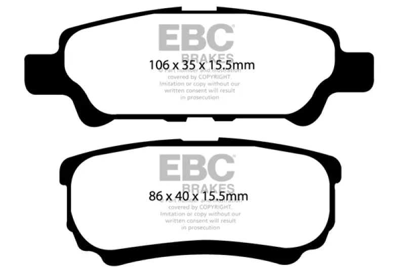 Two EBC Greenstuff rear brake pads for Chrysler 200 2.4 rear brake pads replacement