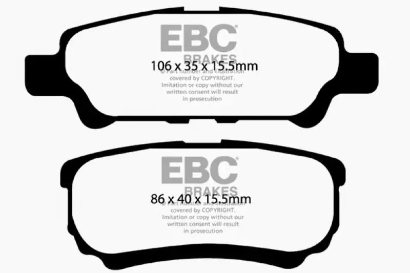 Two greenstuff rear brake pads for Chrysler 200 2011-2014 rear brake pads replacement
