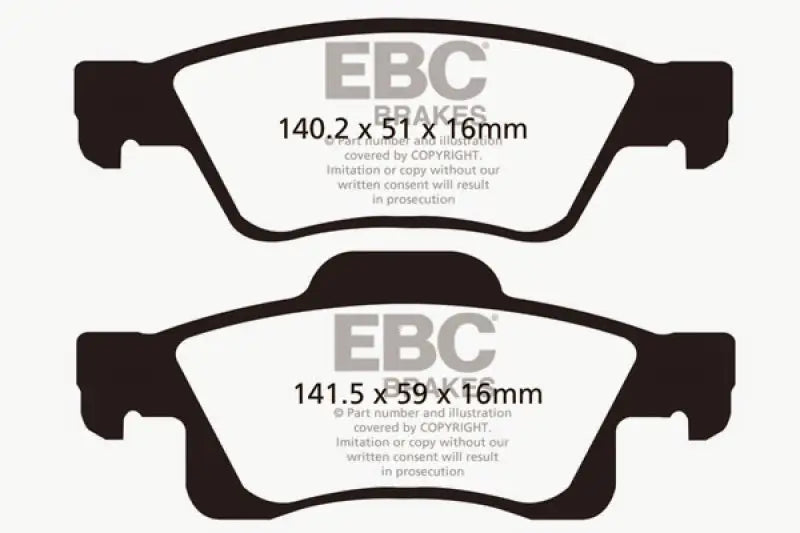 EBC 11 + Dodge Durango 3.6 Ultimax2 Rear Brake Pads - Truck & Automotive