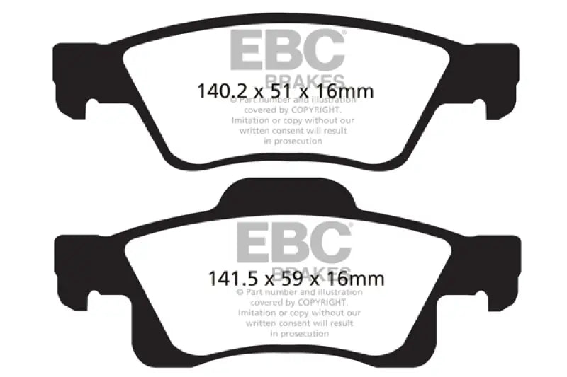 EBC 11 + Dodge Durango 3.6 Ultimax2 Rear Brake Pads - Truck & Automotive