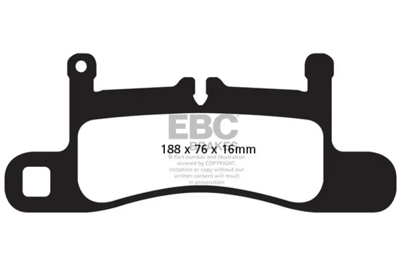 Black brake pad from EBC Redstuff Rear Brake Pads for Porsche 911 991 Carrera