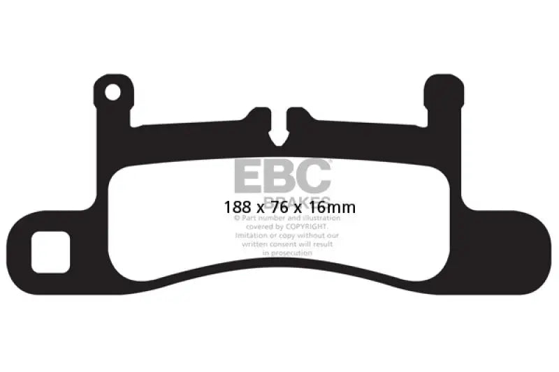 Black brake pad with mounting hardware for EBC Porsche 911 redstuff rear brake pads