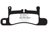 Black brake pad with mounting hardware for EBC Porsche 911 redstuff rear brake pads
