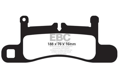 Black brake pad with mounting hardware for EBC Porsche 911 redstuff rear brake pads