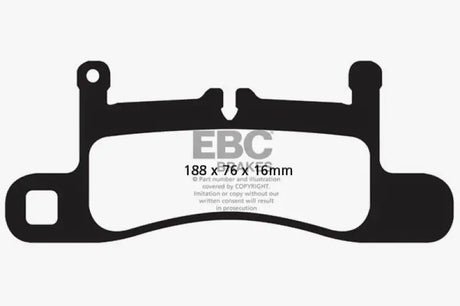Black brake pad from EBC redstuff rear brake pads for Porsche 911 991 Carrera