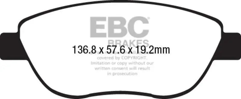 EBC 14-17 Fiat 500 Redstuff Ceramic Low Dust Front Brake Pads 