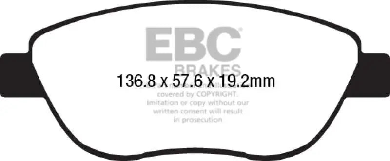 EBC 14-17 Fiat 500 Redstuff Ceramic Low Dust Front Brake Pads 