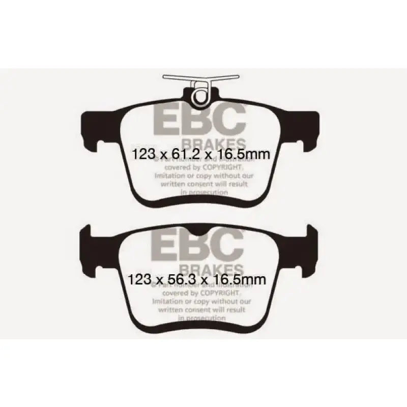 Two brake pads with dimensions for Volkswagen Atlas Turbo Greenstuff Rear Brake Pads
