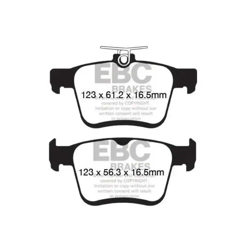 Brake pads with dimensions for Volkswagen Atlas Turbo Greenstuff Rear Brake Pads