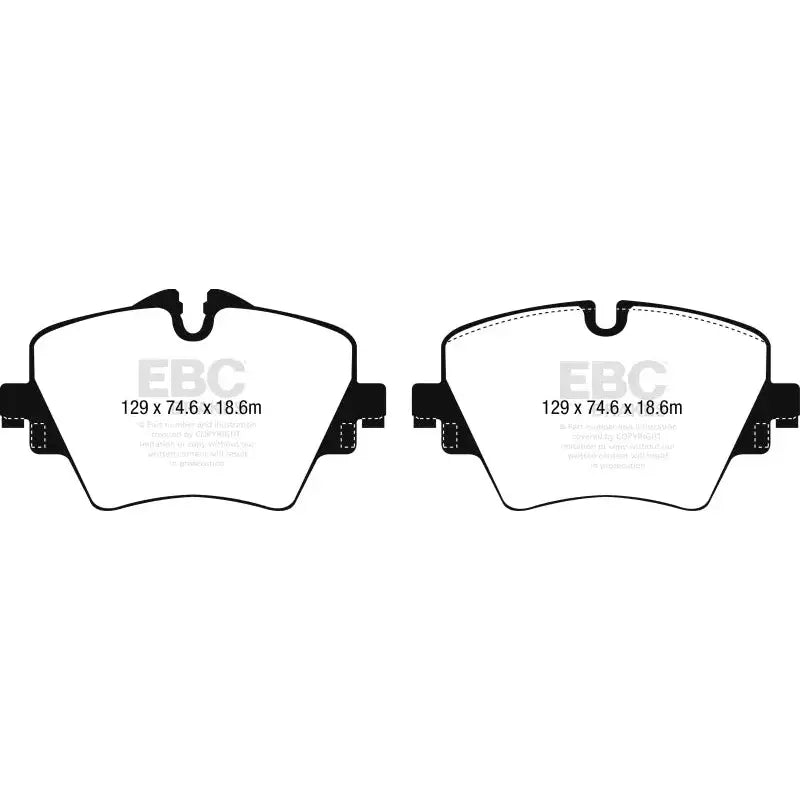 Two EBC Greenstuff brake pads for BMW X3 30i with low rotor wear front brake pads