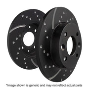Black drilled and slotted sport rear rotors for Jeep Wrangler JL GD Sport Rear Rotors