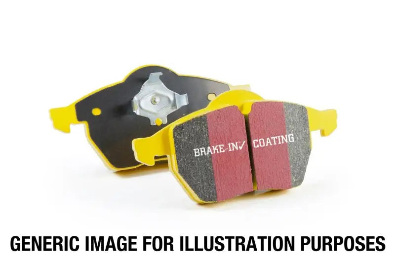 Yellow and black EBC Yellowstuff brake pads for Genesis G70 2.0T front upgrade