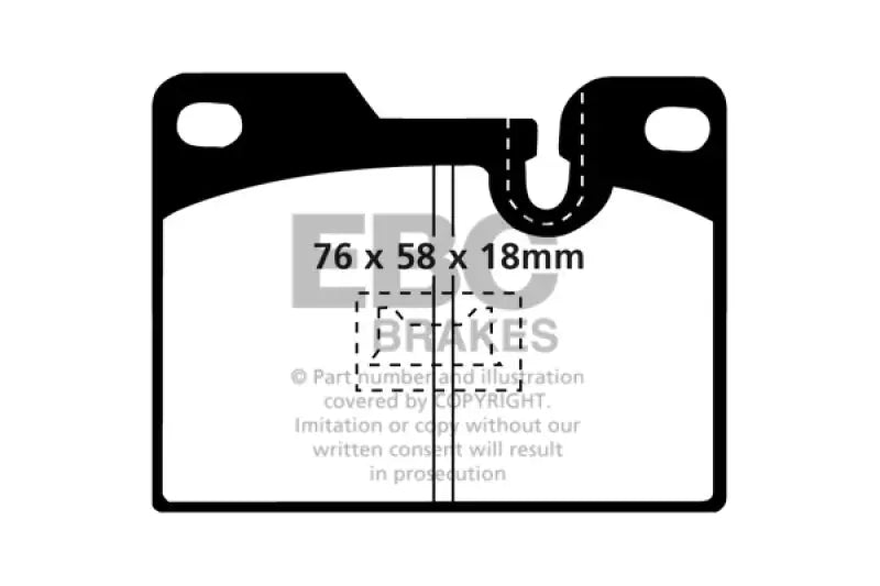 Brake pads with dimensions for EBC Yellowstuff rear brake pads on Porsche 924 2.0 Turbo
