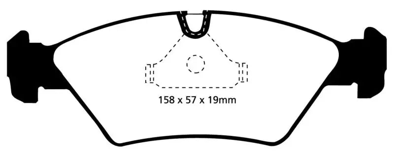 Brake pads with dimensions for BMW M3 E30 Redstuff front brake pads, thermic black coating