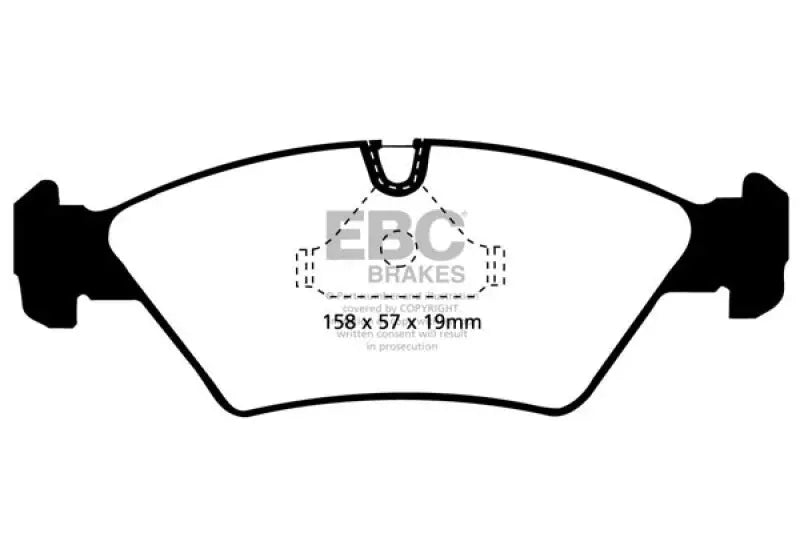 Brake pads outline with thermic black coating for better braking performance on BMW M3 E30