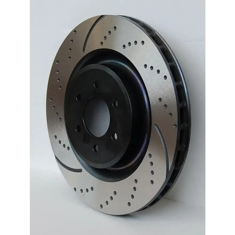 Drilled and slotted thermic black EBC GD Sport brake rotor for 4WD GD Sport Jeep Cherokee