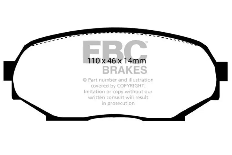Outline of EBC 90-93 Geo Storm Redstuff Front Brake Pads for improved braking performance