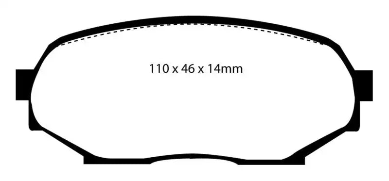 Brake pads outline with dimensions for Geo Storm 90-93 Redstuff front brake pads excellent braking performance