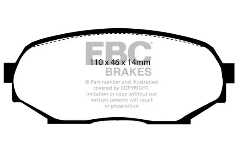 Brake pad diagram for EBC Geo Storm 90-93 Redstuff front brake pads for better braking performance