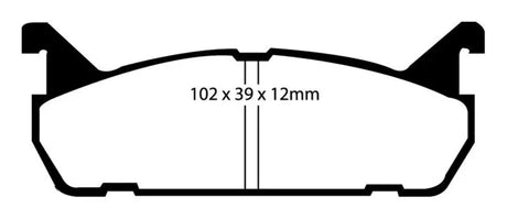 Brake pad outline with dimensions for EBC 91-96 Ford Escort Redstuff Rear Brake Pads