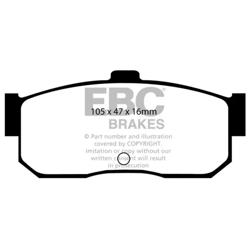 Brake pad outline for EBC Redstuff rear brake pads on Infiniti G20 91-97