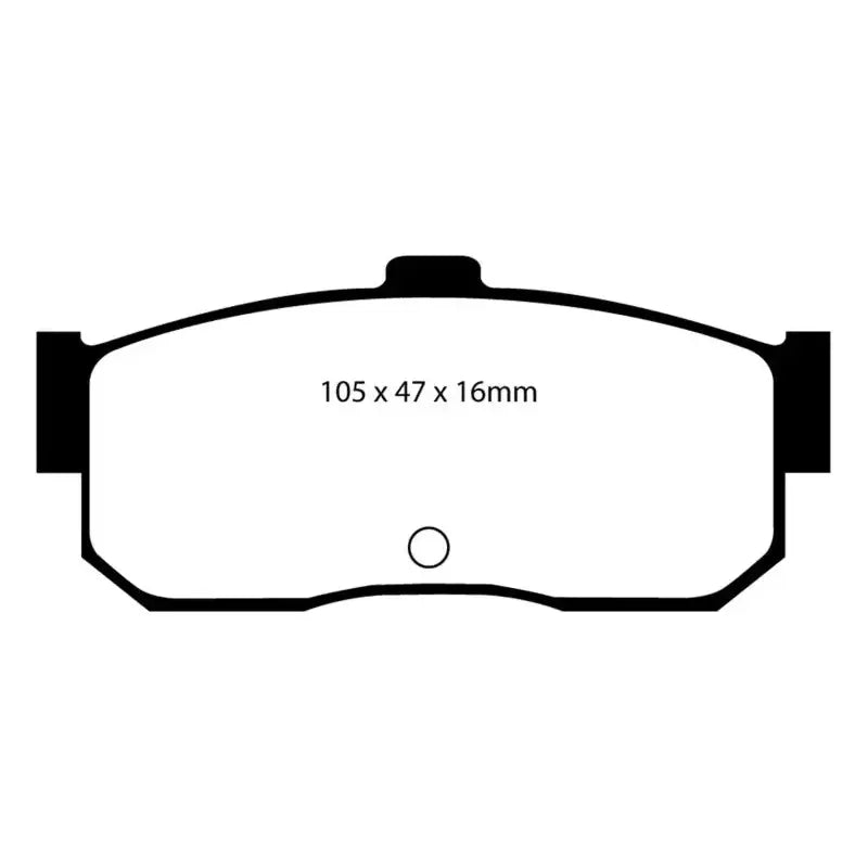 Brake pad outline with dimensions for EBC Redstuff Rear Brake Pads Infiniti G20