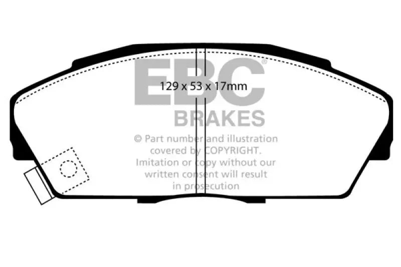 Brake pads diagram for Acura Integra with thermic black coating on EBC Greenstuff Front Brake Pads