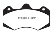 Brake pads with dimensions for EBC AP Racing Caliper CP7040 Bluestuff Brake Pads