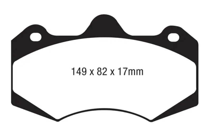 Brake pad with dimensions for EBC AP Racing Caliper CP7040 Bluestuff Brake Pads