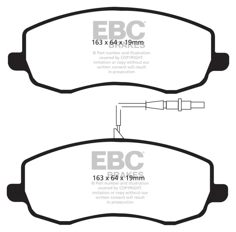 Diagram of EBC AP Racing Brake Pads for Racing Caliper CP7040 Bluestuff Brake Pads