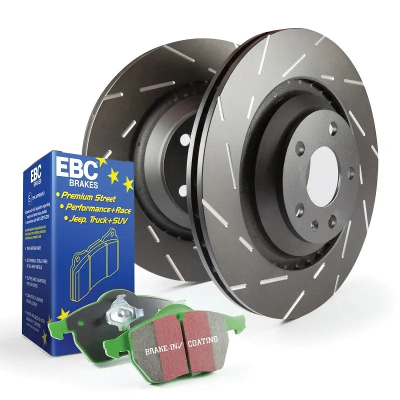EBC S2 Kits with Greenstuff Pads and USR Slotted Brake Rotors for improved stopping power